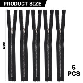 5 Pieces Zipper Zippers 25cm/10 inches Zippers For Sewing Metal Zippers Black Zippers,For Tailor Sewing Crafts(Black)