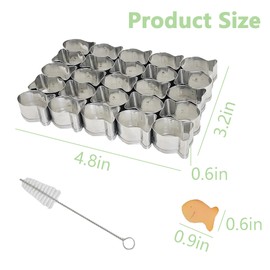 Gold Fish Cracker Cutter，25 Cavity Fish Cookie Cutter，Non-stick Dough Gold Fish Shapes Cookie Molds，Stainless Steels Small Animal Cracker Cookie Biscuit Cutters Mold for Baking with Cleaning Brush