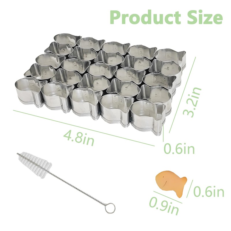 Gold Fish Cracker Cutter，25 Cavity Fish Cookie Cutter，Non-stick Dough Gold