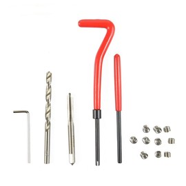 Riloer Thread Repair Kit, High Speed Steel Thread Repair Kit with Red Plastic Handle, Helicoil Kit for M6, Suitable for Drill, Daily Repair, Car Repair and More