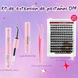 SASHA Kit de Pestañas Postizas DIY, 144 Pestañas Individuales Racimos