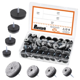 Rustark 56Pcs 4Size Black Screw-on Felt Pad Kit Round Felt Pad Slider Floor Protector with Matching Strong Screws, Non Slip Furniture Felt Chair Pads for Wooden Cutting Board Cabinet Tables Chair