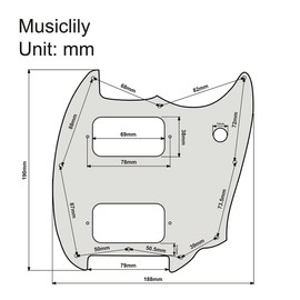Musiclily Pro 9 Holes Round Corner HH Guitar Pickguard 2 Humbuckers for Squier Bullet Series Mustang Electric Guitar, 4Ply White Pearl