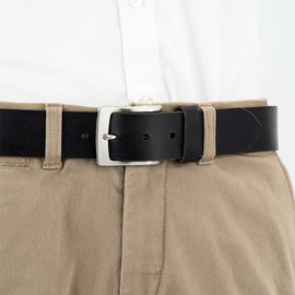 LINDENMANN Men's Leather Belt 40 mm Wide Belt Full Cowhide Leather Black, black