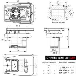 HY56 Universal 120V/230V Single-Phase Emergency Stop Switch for Woodworking Machinery & Industrial Equipment - 2-Pole Electromagnetic Motor Control (Compatible with KEDU HY56 Model)