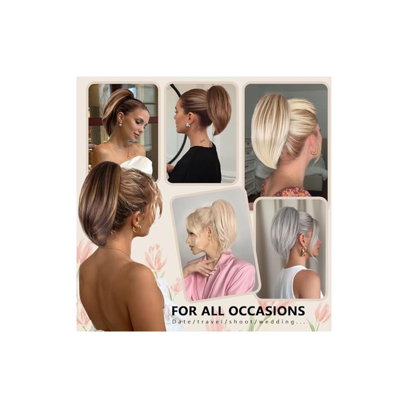 ZQIAN BEAUTY Extensión de Coleta Corta de 25 Cm -