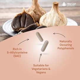 Garlic Extract Capsules - Aged 36 Months - 16,000mg Equivalent (160mg 100:1 Extract) – Odourless Black Garlic Capsule with Naturally Occurring SAC & Polyphenols – 3 Month Supply