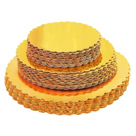 ONE MORE ONE MORE 30-Pack Cake Board Rounds, Circle Cardboard Base Boards, 8, 10 and 12-Inch. Perfect for Cake Decorating, 10 of Each Size (Gold, 30)