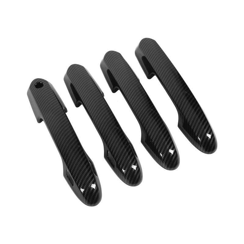 4pcs Gloss Black Carbon Fiber Style Exterior Door Handle Cover