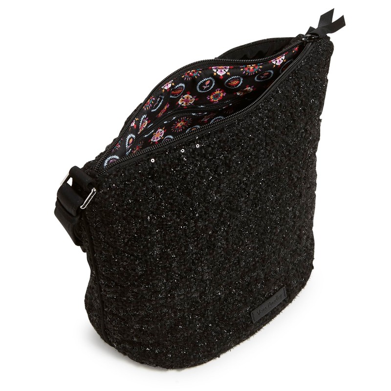 Vera Bradley Women Cotton Shoulder Bag Crossbody Purse, Black, One