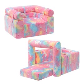 ALIMORDEN 2-in-1 Flip Detachable Bolster Kids Sofa, Toddler Cuddly Reading Couch, Unicorn