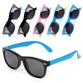 Kids Sunglasses TPEE Flexible Frame Kids Polarized Sunglasses,Baby Sunglasses for Boys Girls,Children Toddler Sunglasses UV400 Protection Polarized Sunglasses for Kids Beach School Party,Black Blue