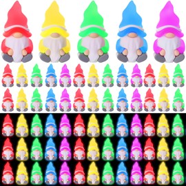 DoubleFill 50 Pcs Luminous Mini Gnomes Figures Easter Glow in the Dark Mini Gnomes Tiny Figurines to Hide Fairy for Garden Yard Home Patio Lawn DIY Craft Easter Decoration Gifts Fairy Goodie Bag