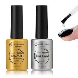 CHERIMOYA Base Coat y Top Coat Gel Set 8ml*2 UV LED Soak Off Gel Polish | Esmalte Permanente para Uñas,Capa Base Adhesión,Sellador Brillante,Manicura 