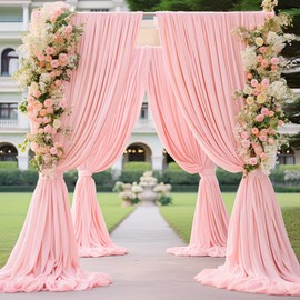 Blush Pink Backdrop Curtain for Parties Baby Shower Wrinkle Free Pink Photo Curtains Backdrop Drapes Fabric Decoration for Wedding Birthday Party 5ft x 8ft,2 Panels