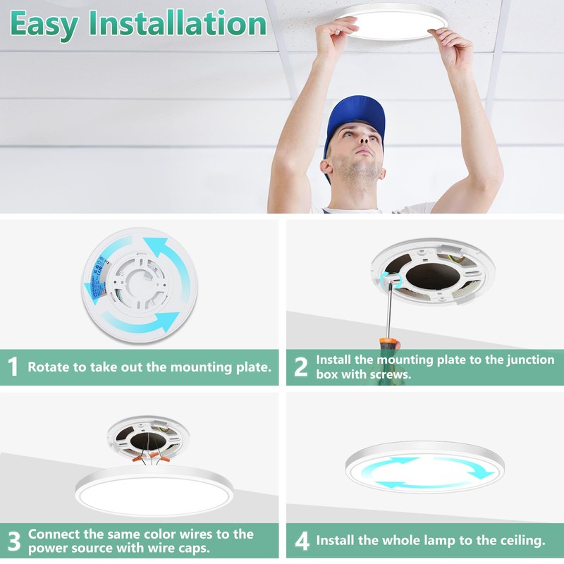 Brightever 2 Pack LED Ceiling Light Flush Mount, 9 Inch