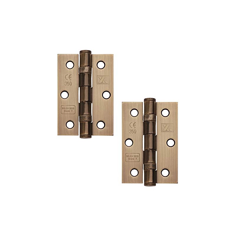 Excel XL965-ANB Pair of 3" Grade 7 Door Hinges, Antique