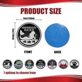 Zufoty Mermaid Rated Car Badge Car Emblem, 4 x 4 Metal Automotive Badge, 3D Metal Car Badges Emblems Round Emblem Decals Car Badge Decals, Car Emblems Badge Compatible with Car (Mermaid Rated)