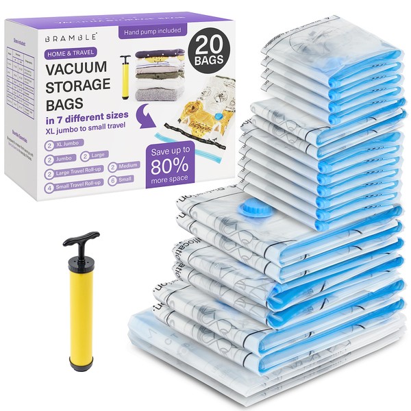 BRAMBLE Premium Vacuum Storage Bags with Pump - Space Saver