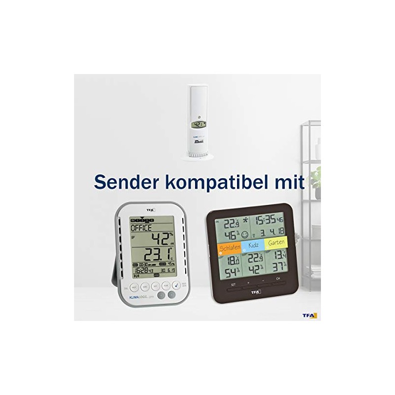 TFA Dostmann Thermo-Hygro transmitter with display, 30.3180.IT, for TFA Klimalogg