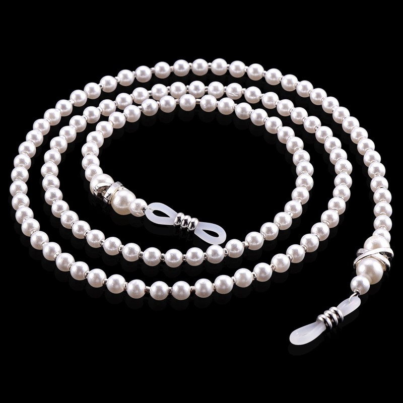 OCR White Pearl Beaded Eyeglass Chain , Eyewear Sunglasses Cord