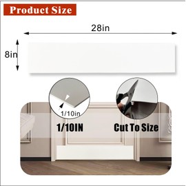 BAJIAOREN Silicone Rubber Door Kick Plate 8x28 Inches Self Adhesive White Cut-to-Fit KickPlates for 24-28 30 Inch Wide Exterior Interior Doors Peel and Stick On 8''x28''