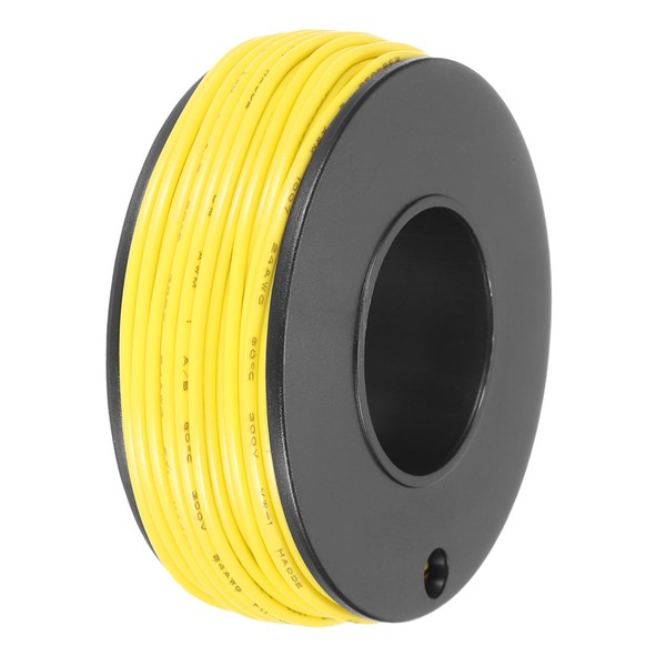 sourcing map 24AWG Stranded PVC Hookup Wire 15M/49ft Yellow, Electrical
