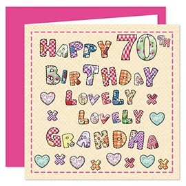 Grandma 70th Happy Birthday Card - Lovely Lovely Grandma - 70 Today