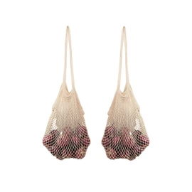 Cotton Mesh Onion Storage Bags - 100% Cotton, Reusable, and Washable Mesh Bags for Storing Potatoes, Onions, Garlic, and Other Root Vegetables - Foldable, Lightweight, and Airy Bags (2 Bags)