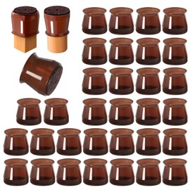 32 Pcs Silicone Chair Leg Floor Protectors for Hardwood Floors, Brown Felt Bottom Chair Leg Covers, Free Moving Table Leg Covers, Stool Leg Protectors Caps（Large fit : 1.3'' - 2''）