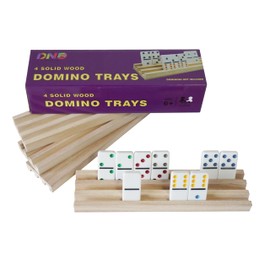 DNB Wooden Domino Racks - Set of 4 Domino Tiles Trays 3 Slots per Tray - Domino Organizers for Domino Games - Dominoes NOT Included