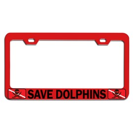 Custom Brother - Save Dolphins Beach Summer Surf Surfing Red Steel Auto SUV License Plate Frame License Tag Holder, R80