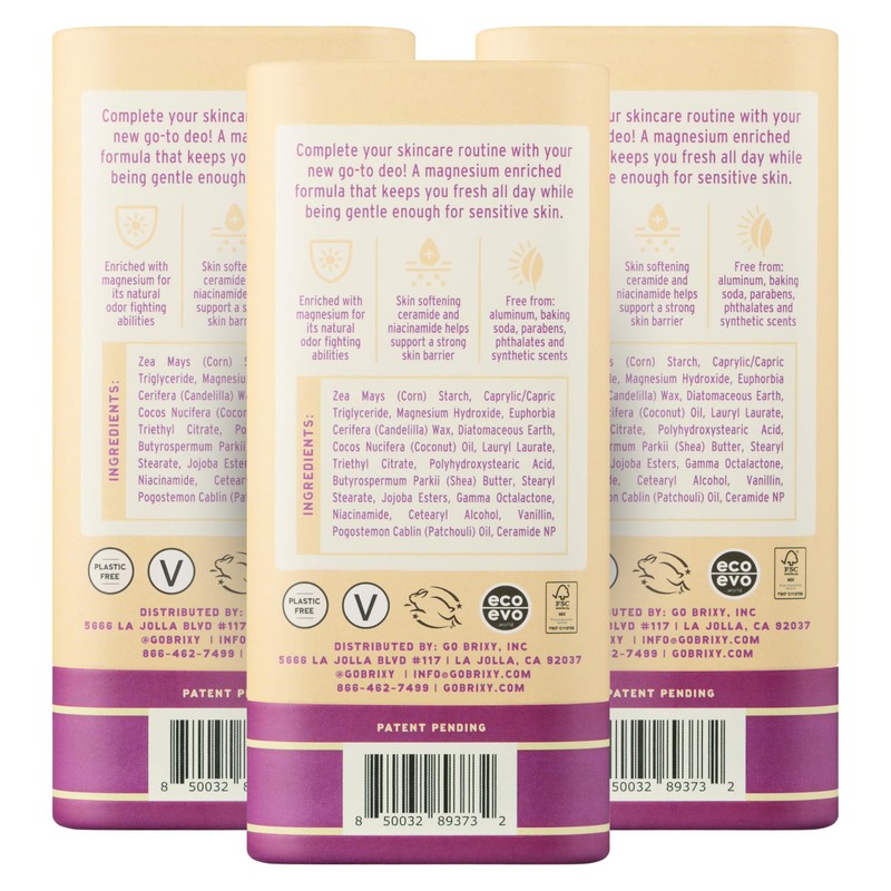 BRIXY Magnesium Deodorant, Effective Odor Control With Ceramide & Niacinamide