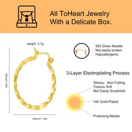 ToHeart Gold Hoop Earrings for Women 14k Hypoallergenic Large Gold Hoop Earrings Birthday Gift