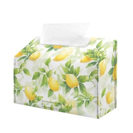Yorfeemge Lemon Print Hand Towel Box Cover Compatible with Kleenex Disposable Hand Towels, Easy Clean PU Leather Tissue Box Cover for Tabletop Bathroom Car Office