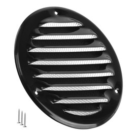 TURvent Metal 4 inch Vent Cover (Duct Opening) - Black HVAC Return Air Grille for Wall and Ceiling with Mesh - Round Soffit Vents for Outdoor and Indoor Use - External Diameter 5.51 inch