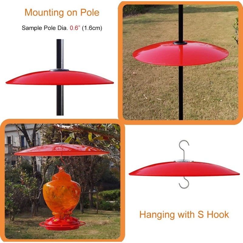 13" Glass Rain Guard for Bird Feeder Outdoors - Baffle