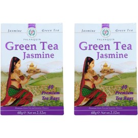 Palanquin Green Tea Jasmine, 40 Premium Tea Bags, 60g (Pack of 2)