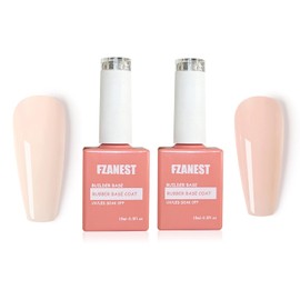 FZANEST Builder Gel For Nails Kit, 2pcs * 15ml Rubber Base Gel Polish For Natural Nail Thickening, Jelly Sheer Beige Natrual Nude Gel Polish Thick Texture Good To Strengthen Thin Flimsy Nail | FZANEST