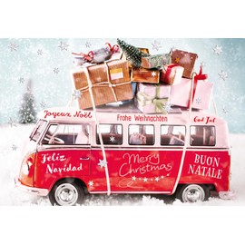 Gutsch Verlag Beautiful Christmas Card Bus International Feliz Navidad, Joyeux Noël, Buon Natale
