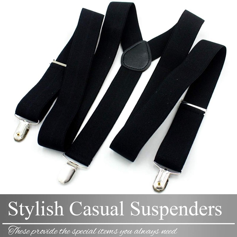 BUZZxSELECTION LBT017 Men's Suspenders Y-Shaped Rubber Casual Formal Bow Tie