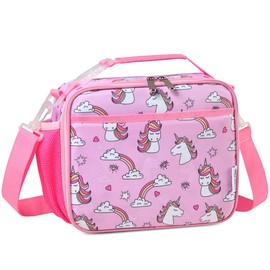 Chase Chic Unicorn Lunch Bag, Kids Insulated Lunch Bag with Adjustable Clip-on Handle Kids Lunch Box for Girls Boys School Picnic Lightweight Reusable Lunch Handbag with External Bottle Holder