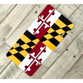 Ink Trendz Maryland Flag Decorative Vanity Art Plate Car Aluminum Novelty Auto Car Vanity Plates Gift 6x12 Inch for Men Women Man Cave Art, Automotive Art USA