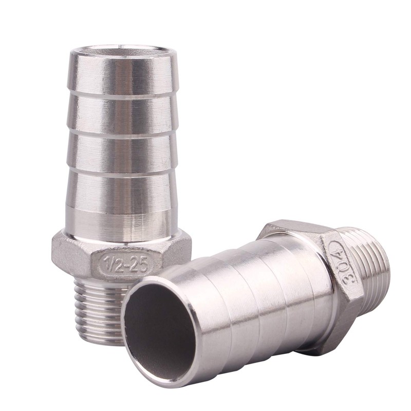 DERNORD Stainless Steel 1" Hose Barb x 1/2" NPT Male