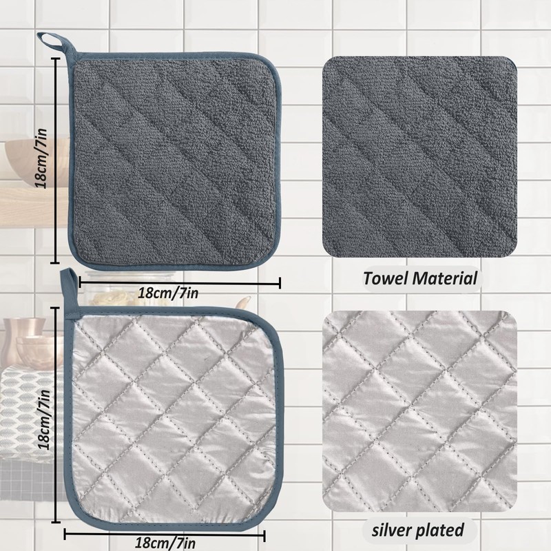 5 Pack Terry Cloth Pot Holders for Kitchen Heat Resistant,