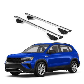 ERKUL Roof Rack Cross Bars for VW Volkswagen Taos 2022-2024 | Aluminum Crossbars with Anti Theft Lock for Rooftop | Compatible with Raised Rails - Silver