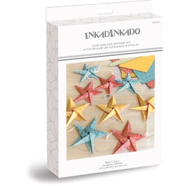 Inkadinkado 62-01194 Star Garland Adult's and Kid's Origami Craft Kit, 3.75" x 49", Multicolor, 13 Pieces