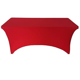 Banquet Tables Pro 6 ft Red Stretch Tight Fit Spandex Rectangular Folding Tablecover for 30Wx72Lx30H Folding Patio Tables, Banquet,Party