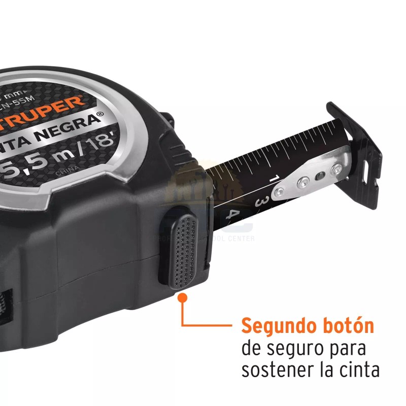 Truper FCN-55M Flexometer against impacts Tape Black x-wide 27 mm