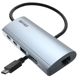 Buffalo Docking Station 5-in-1 USB Type-C PD HDMI LAN Port USB 3.2 (Gen 1) 85W Power Delivery Silver LUD-U3-CGHDSV/N